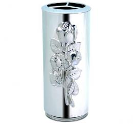 STAINLESS STEEL VASE WITH FLOWERS AND BASE